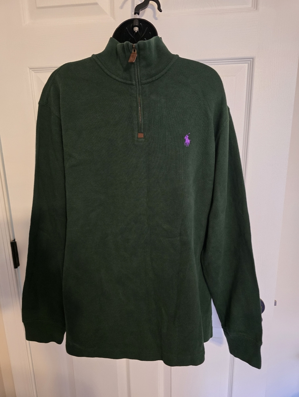 Ralph Lauren Green Pullover with Purple Logo New Size Large